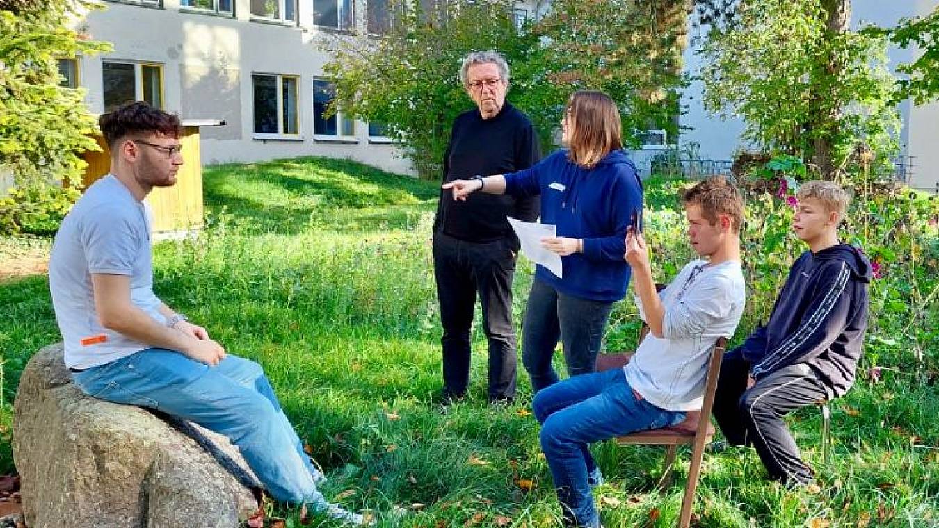 Dreharbeiten an der Hyazinth-Wäckerle-Mittelschule Lauingen - mit Hans Rambeck